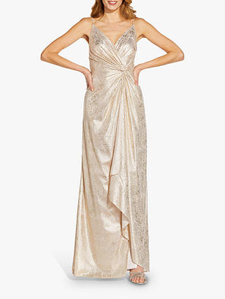 Adrianna Papell Metallic Twist Chiffon Dress, Gold