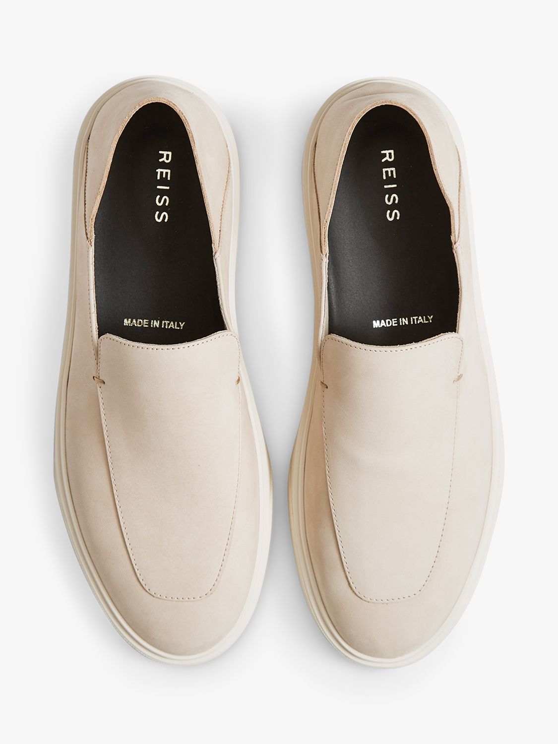 Reiss Acer Nubuck Slip-On Loafers, Ecru at John Lewis & Partners