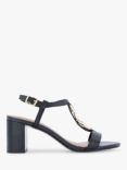 Dune Just Leather Chain Detail Block Heel Sandals, White