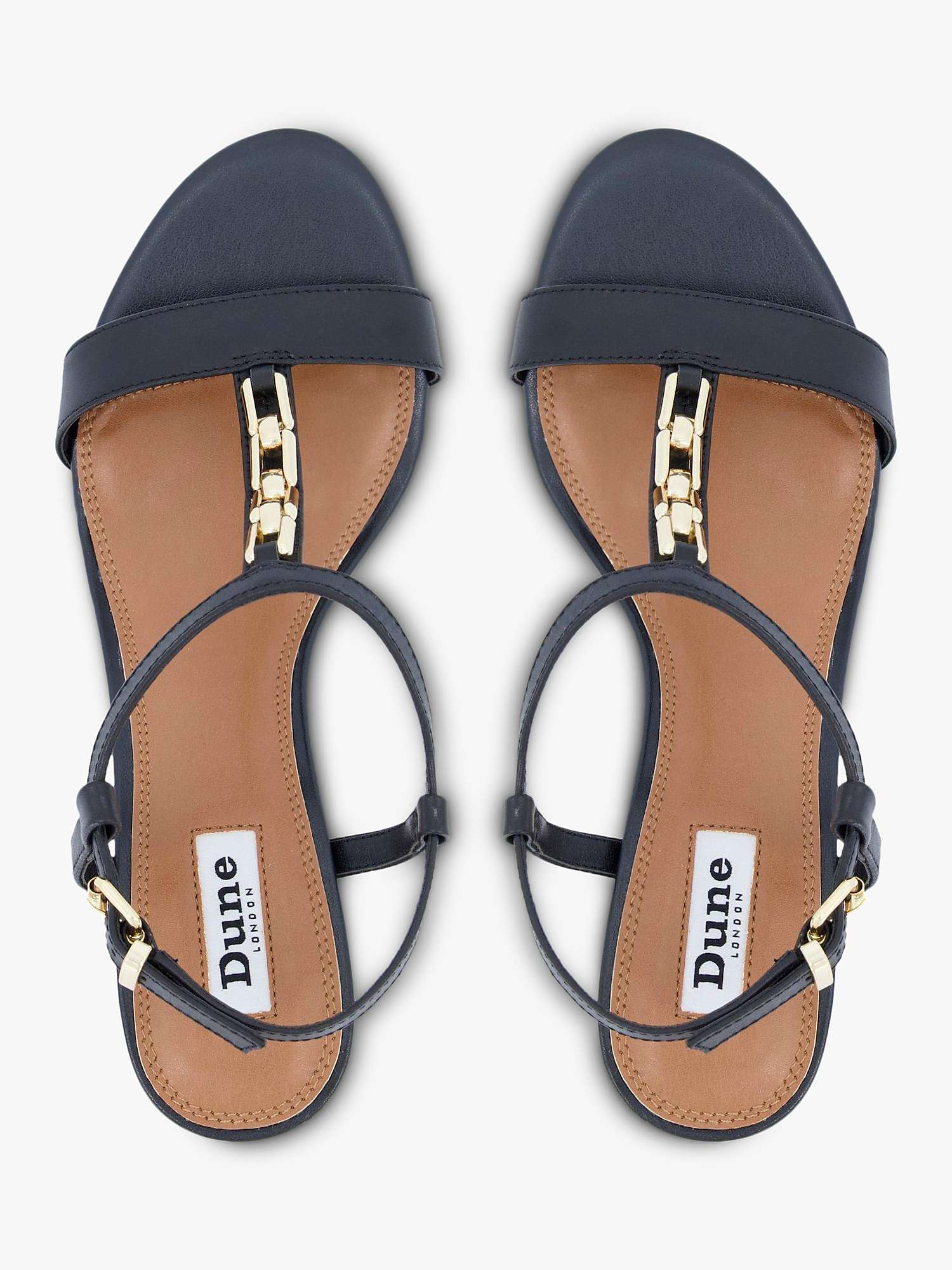 Buy Dune Just Leather Chain Detail Block Heel Sandals, White Online at johnlewis.com