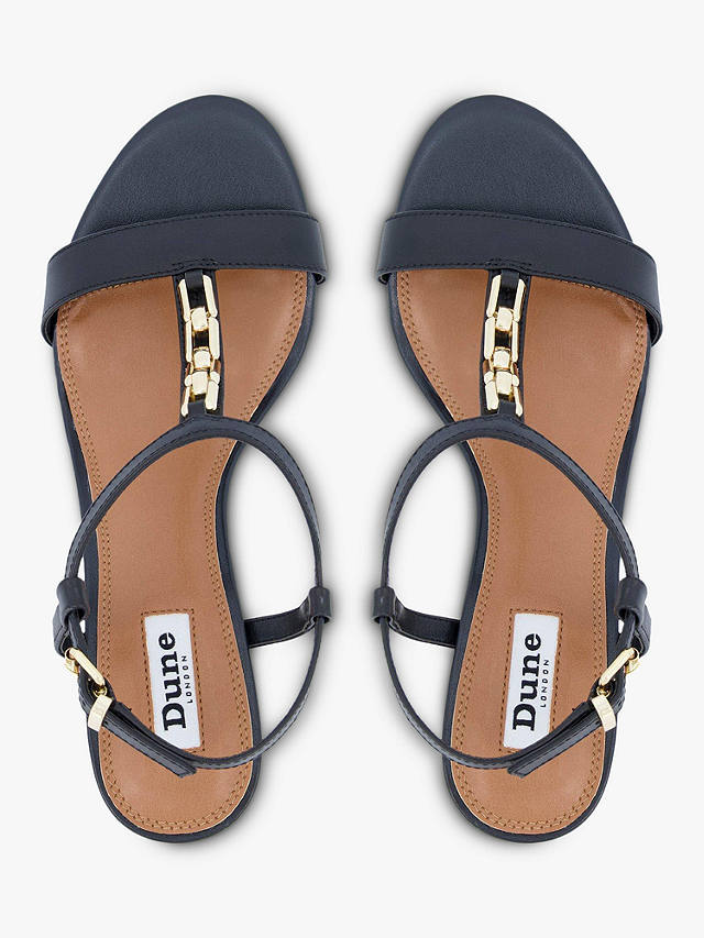 Dune Just Leather Chain Detail Block Heel Sandals, White, Black-leather
