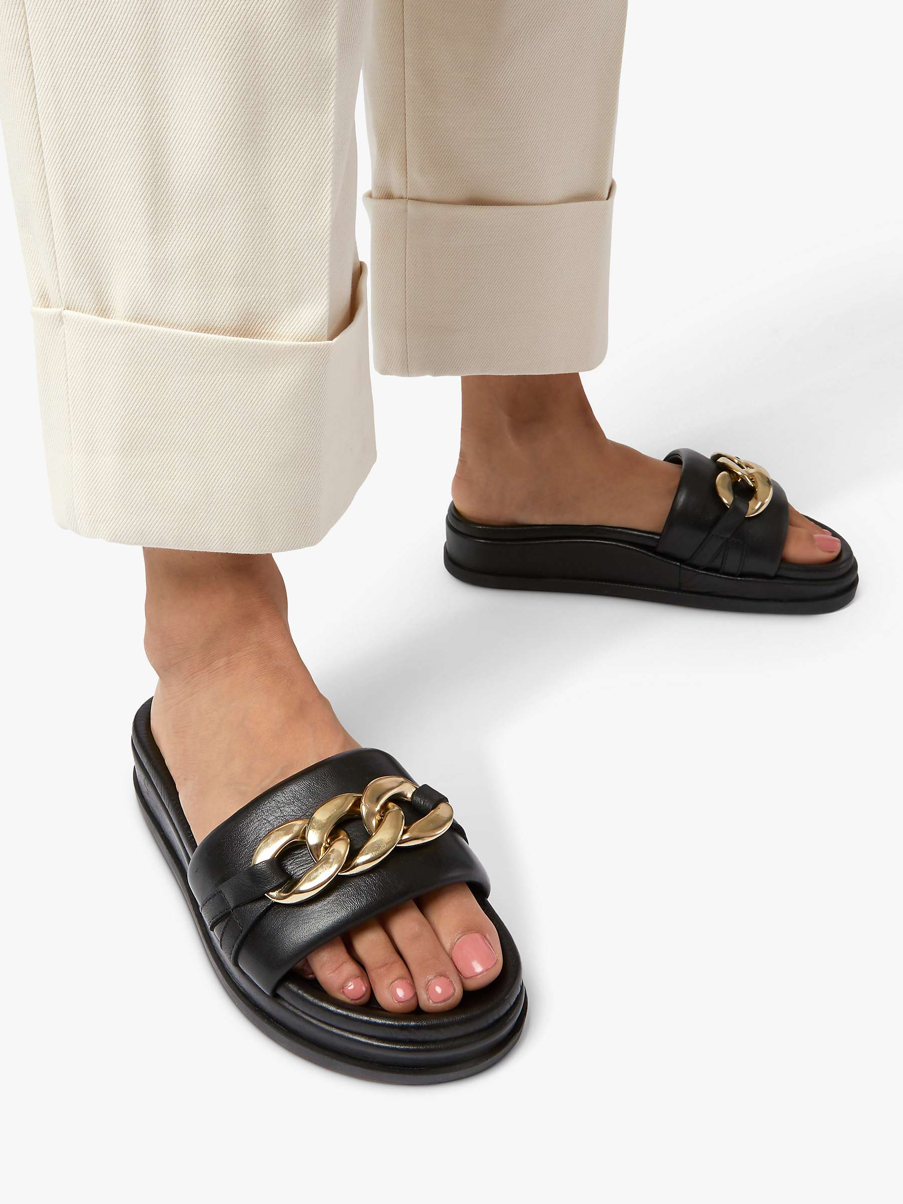 Buy Dune Leon Leather Chain Embellished Slider Sandals Online at johnlewis.com