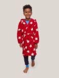 John Lewis Kids' Star Fleece Dressing Gown, Red