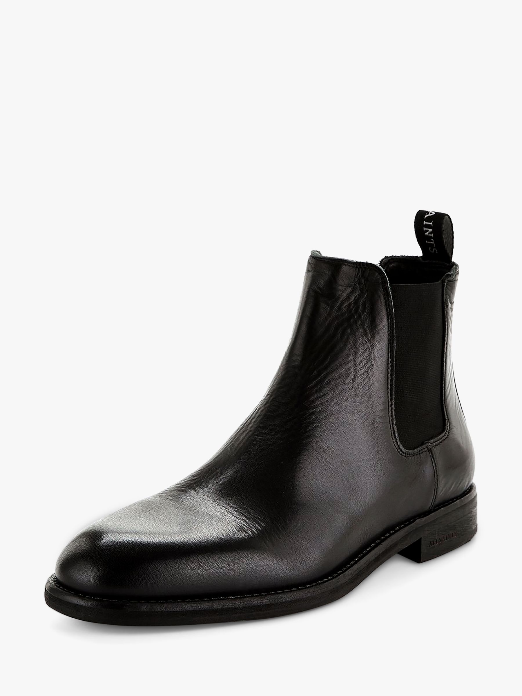 AllSaints Harley Leather Chelsea Boots, Black at John Lewis & Partners