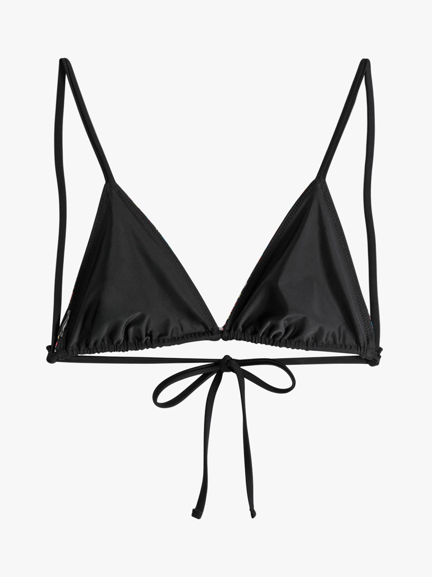 hush Floral Print Reversible Triangle Bikini Top, Black/Multi
