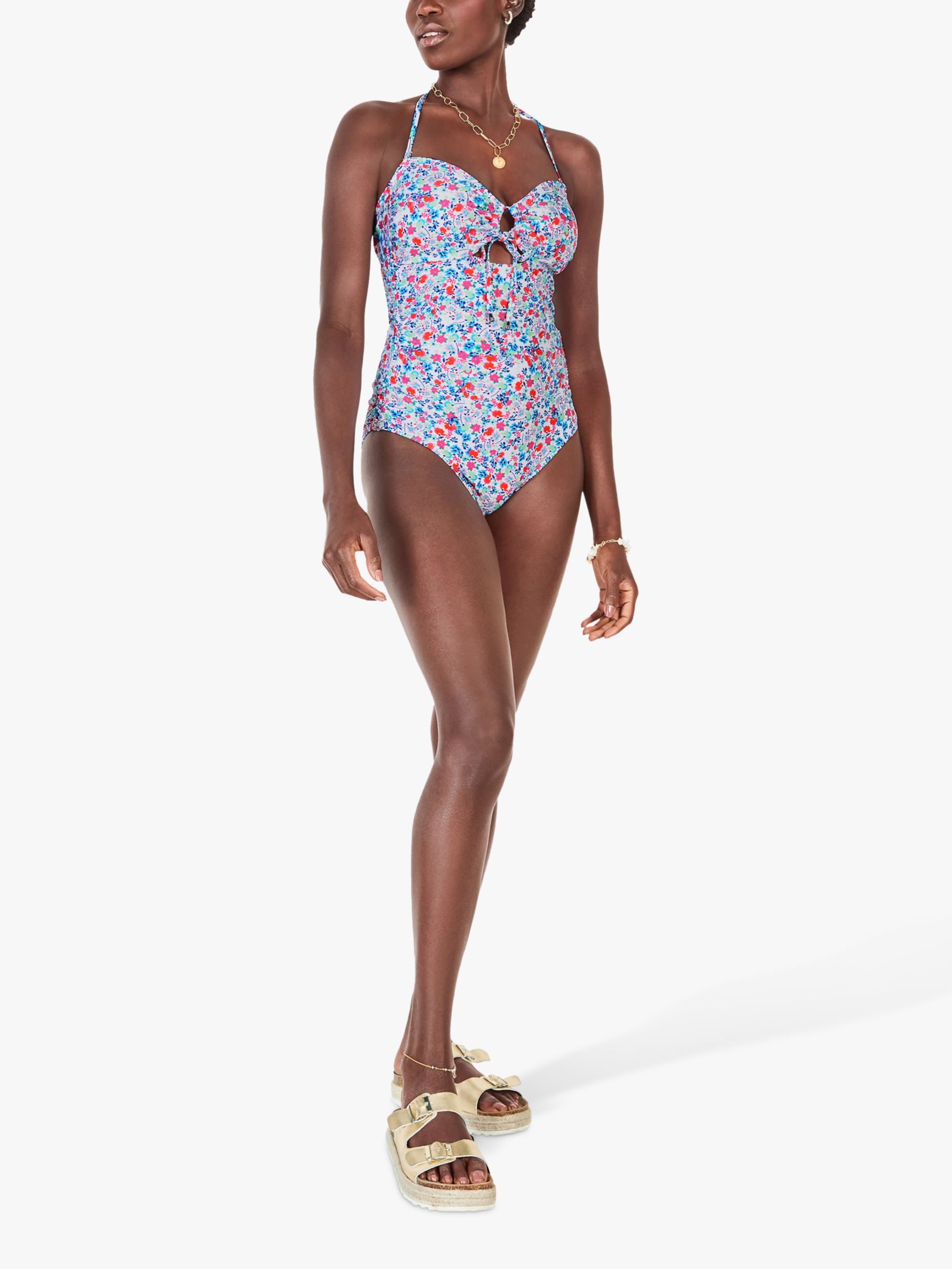 HUSH Graphic Floral Print Ruched Swimsuit, Multi