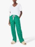 hush Isla Star Print Cotton Pyjama Bottoms, Green/Pink