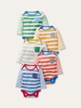 Mini Boden Baby Stripe Print Bodysuit, Pack of 5, Multi