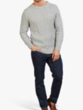 Raging Bull Signature Cotton Cable Knit Jumper, Grey Marl