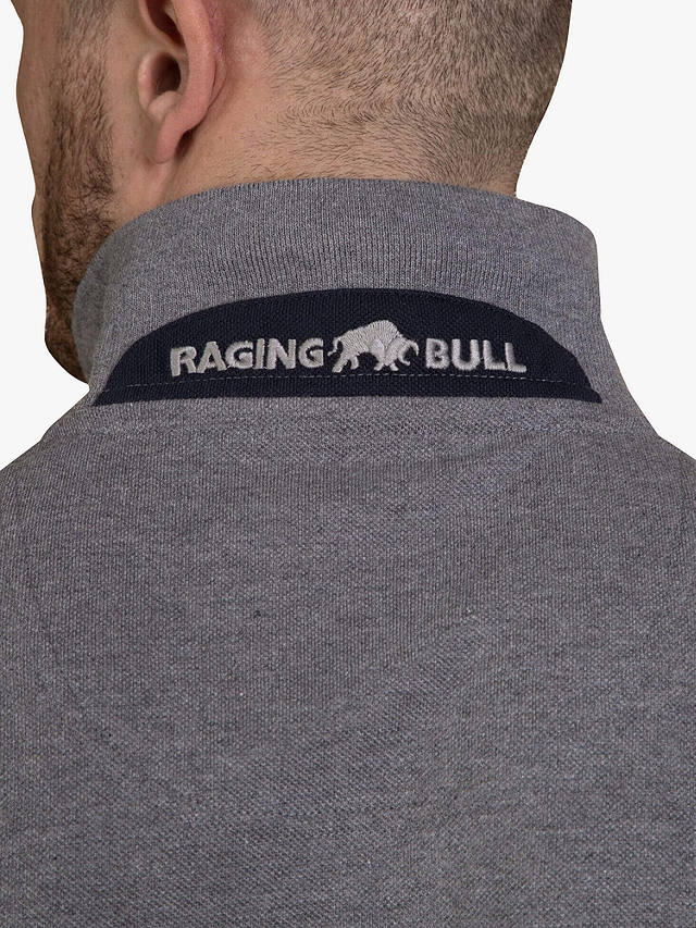 Raging Bull Classic Organic Cotton Pique Polo Shirt, Grey Marl