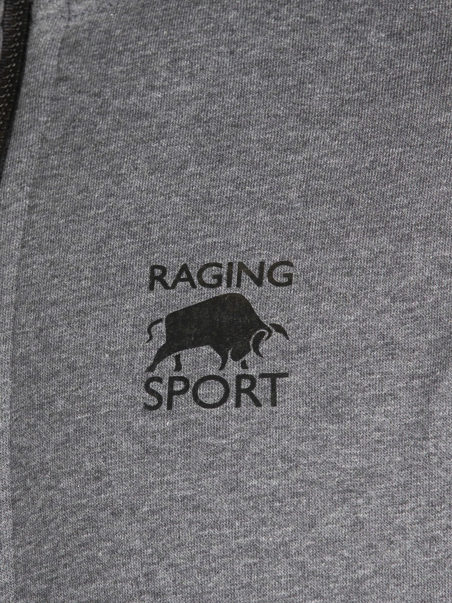 Raging Bull Zip Logo Hoodie, Dark Grey Marl, XS