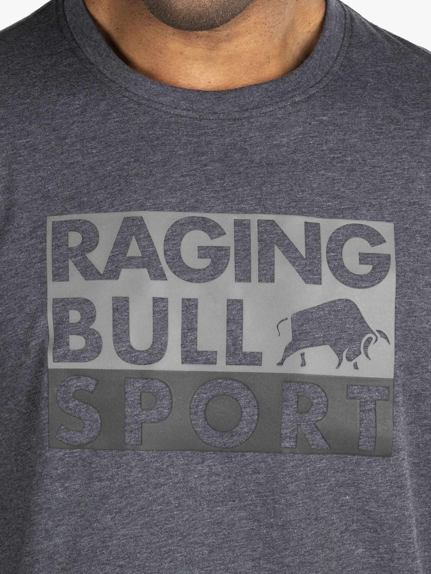 Raging Bull Casual Sport Logo T-Shirt, Dark Grey Marl, XS