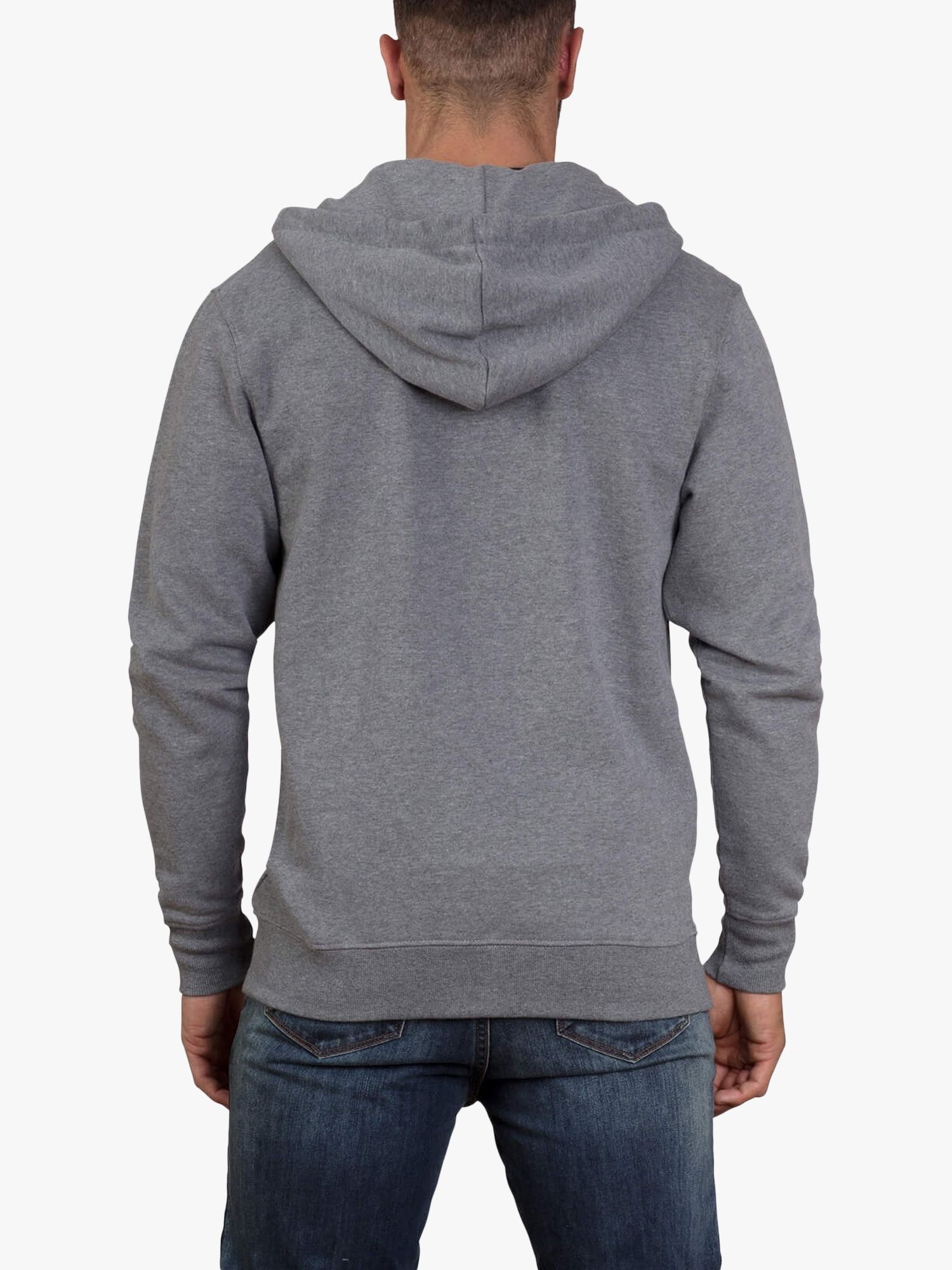 Raging Bull Classic Signature Full Zip Hoodie, Grey Marl at John Lewis ...