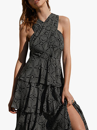 Mint Velvet Celeste Abstract Maxi Dress, Black