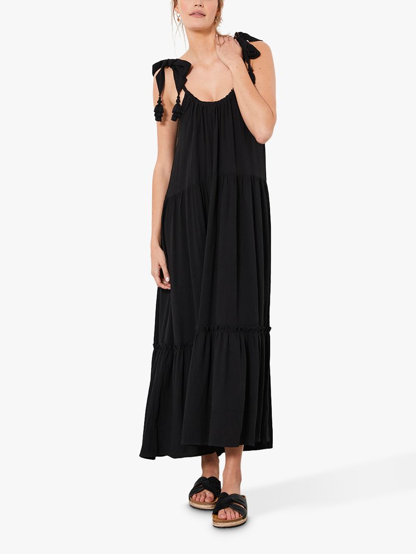Mint Velvet Ruched Maxi Dress, Black at John Lewis & Partners