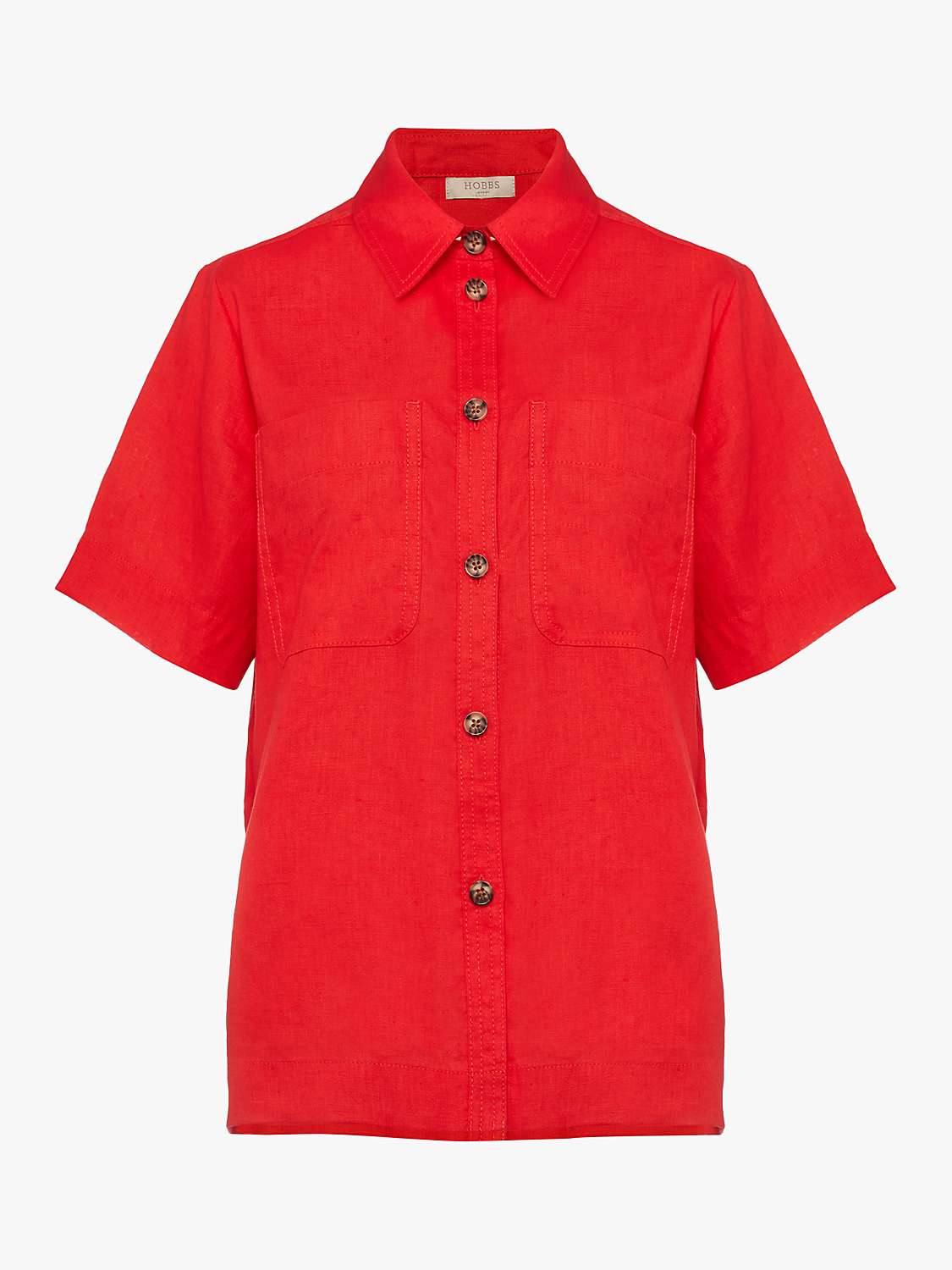 Buy Hobbs Georgiana Linen Shirt, Coral Red Online at johnlewis.com