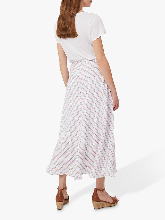 Hobbs Stripe A-Line Midi Skirt, Ivory/Multi at John Lewis & Partners