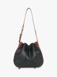 Whistles Derin Leather Drawstring Pouch Bag, Black/Multi