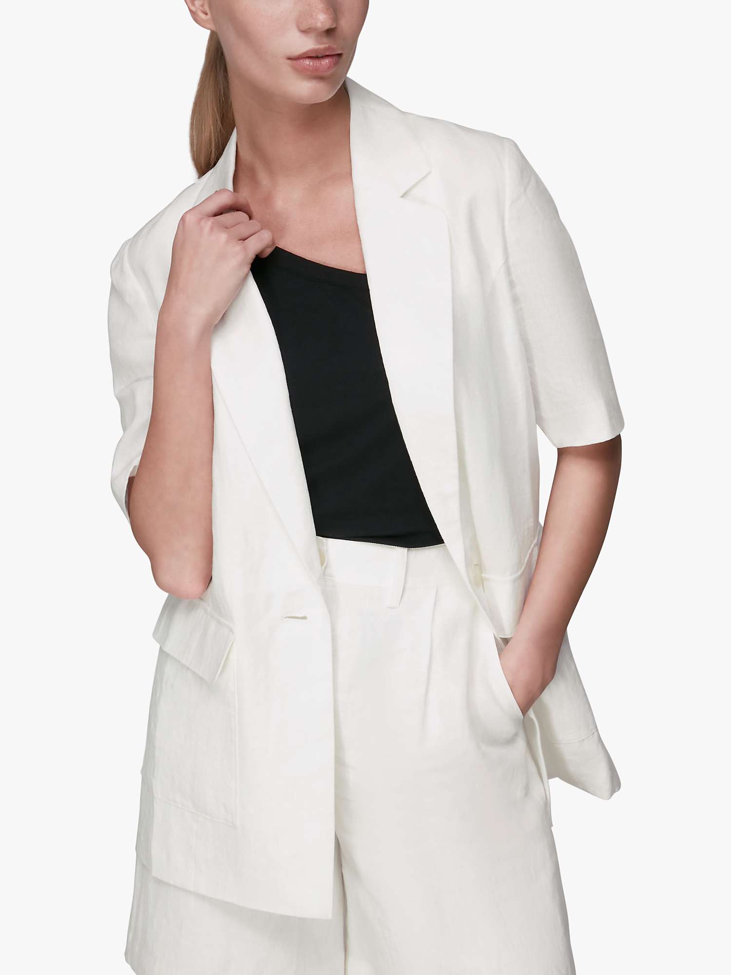 Buy Whistles Short Sleeve Linen Jacket, White Online at johnlewis.com
