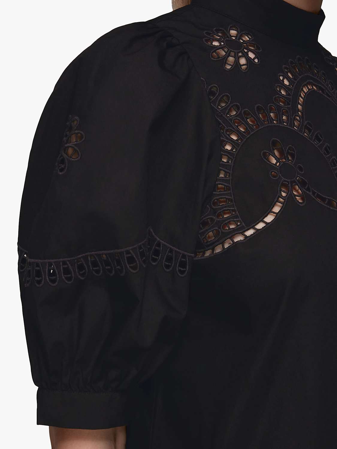 Buy Whistles Broderie Cutwork Midi Dress, Black Online at johnlewis.com