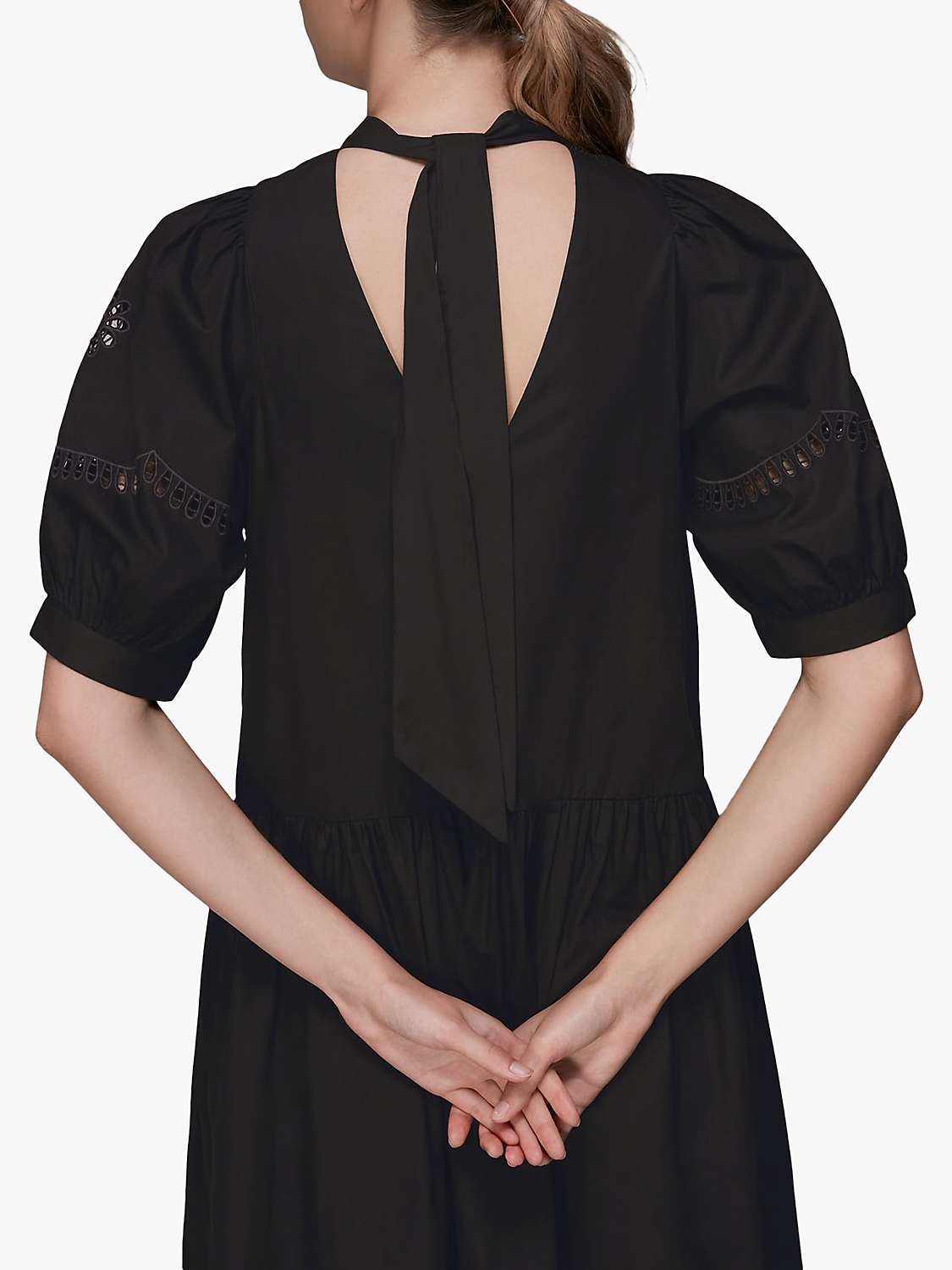 Buy Whistles Broderie Cutwork Midi Dress, Black Online at johnlewis.com