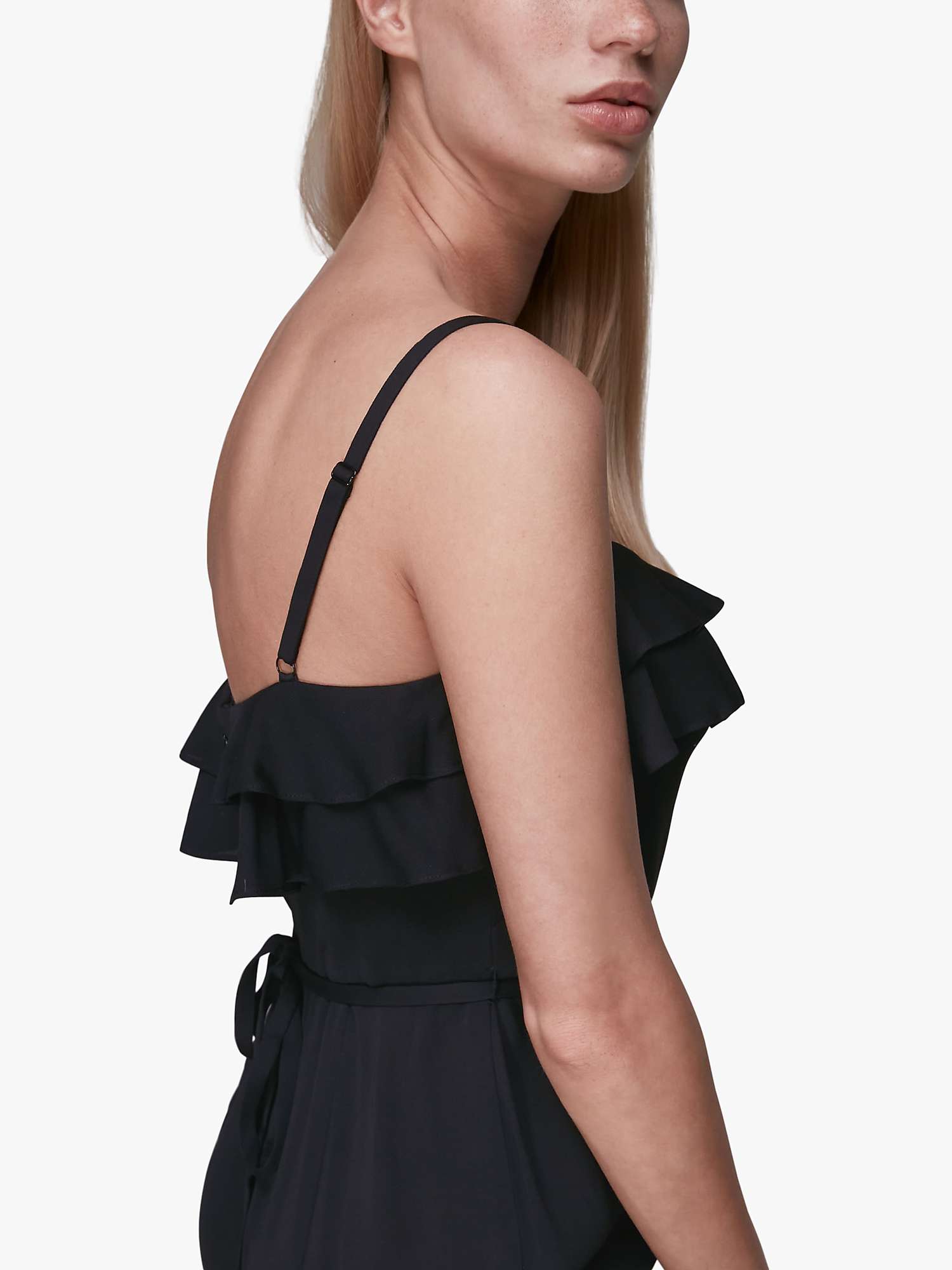 Buy Whistles Mia Frill Detail Jumpsuit, Black Online at johnlewis.com