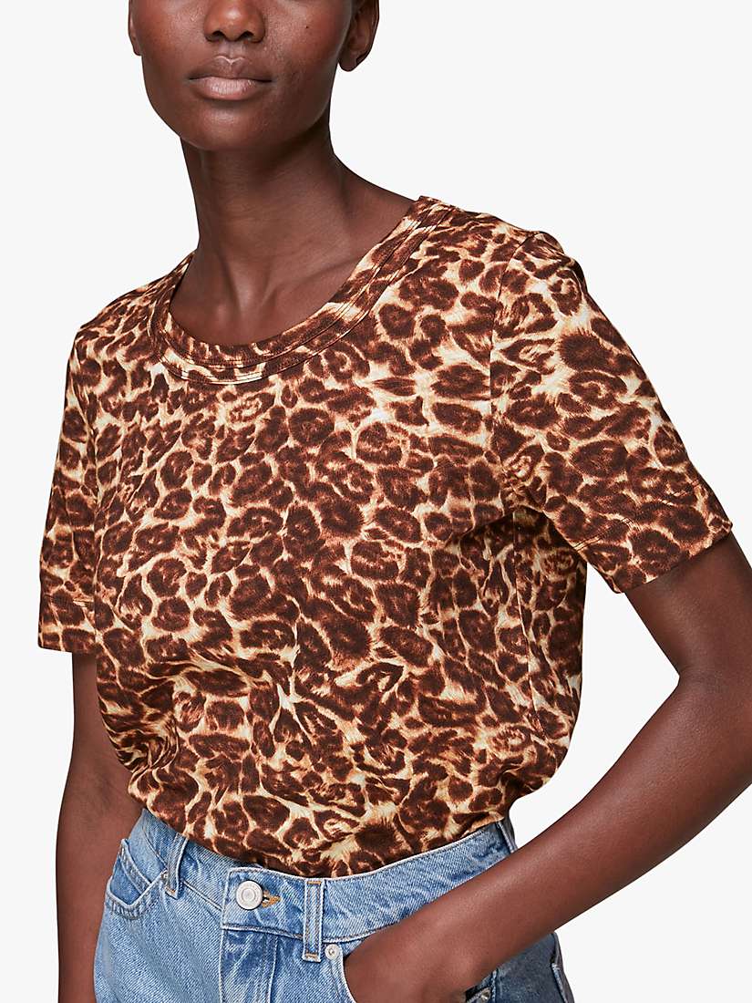 Buy Whistles Clouded Leopard Print T-Shirt, Orange Online at johnlewis.com