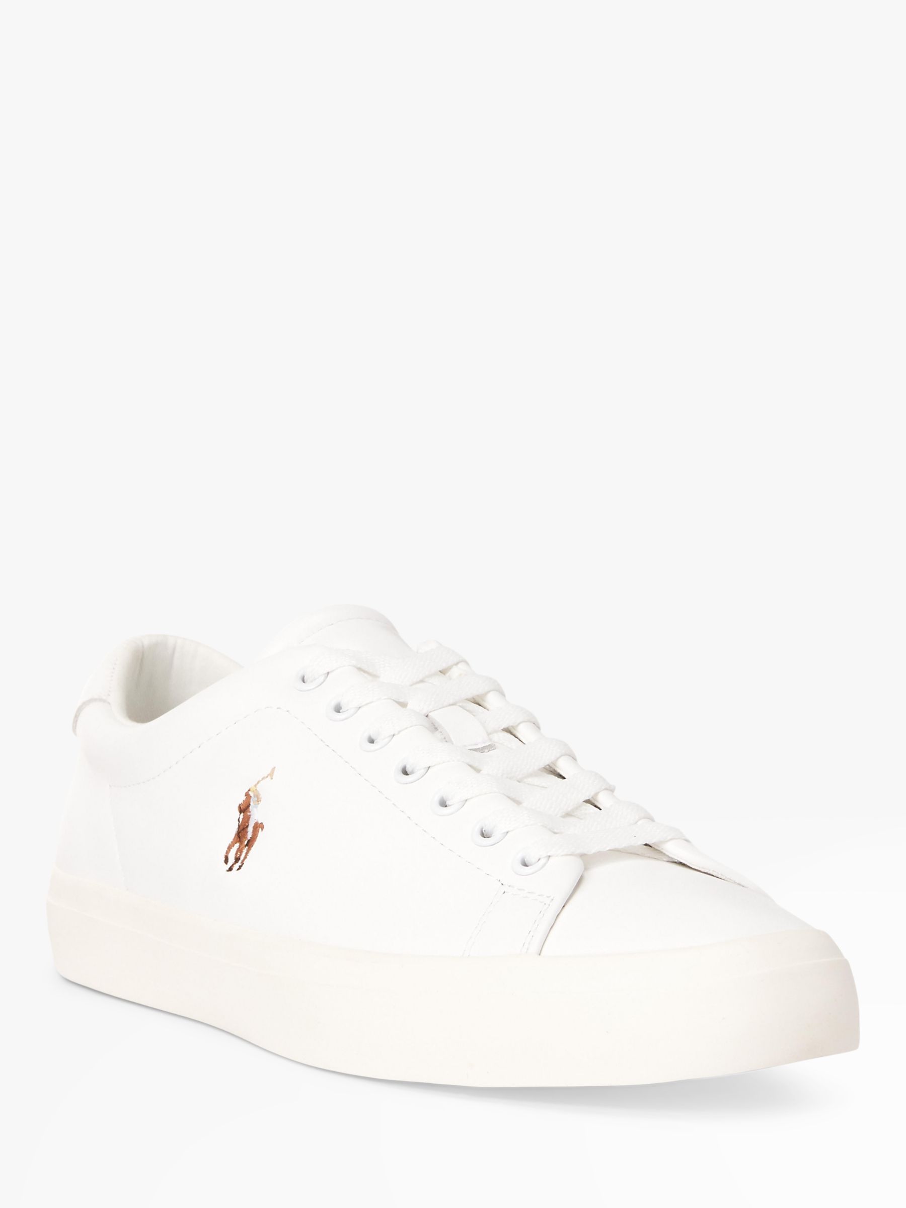 Polo Ralph Lauren Longwood Leather Trainers, White / White at John ...