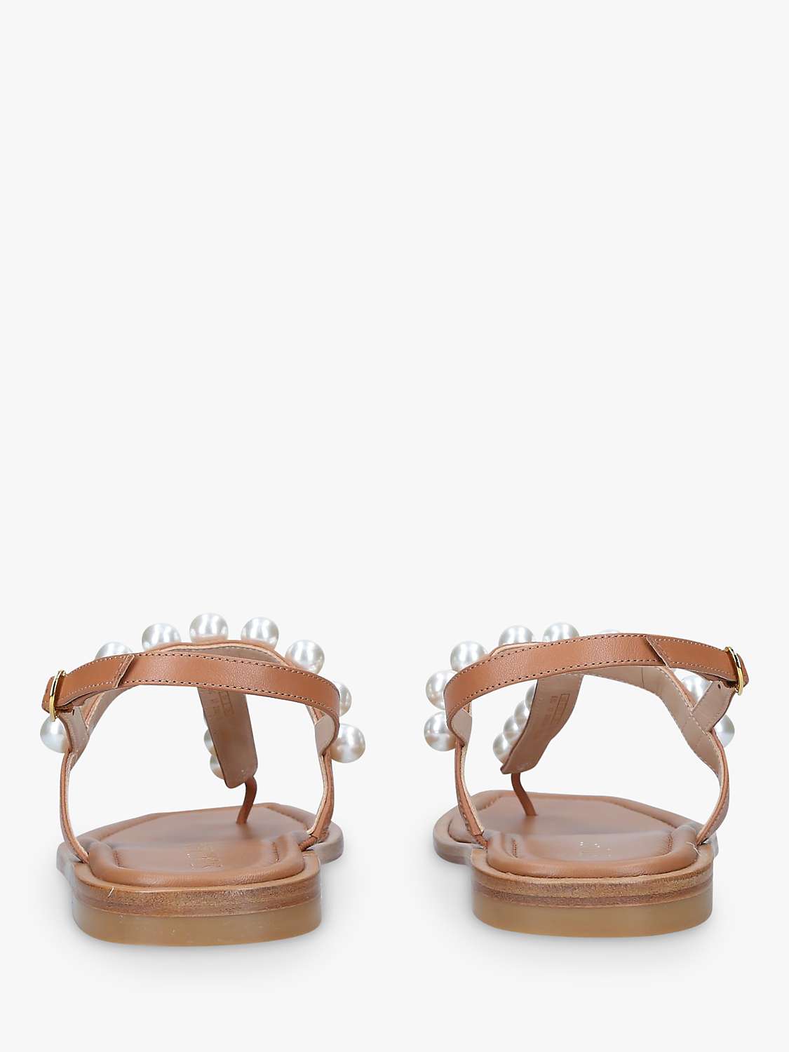 Buy Stuart Weitzman Goldie Pearl Embellished T-Strap Sandals, Brown Online at johnlewis.com