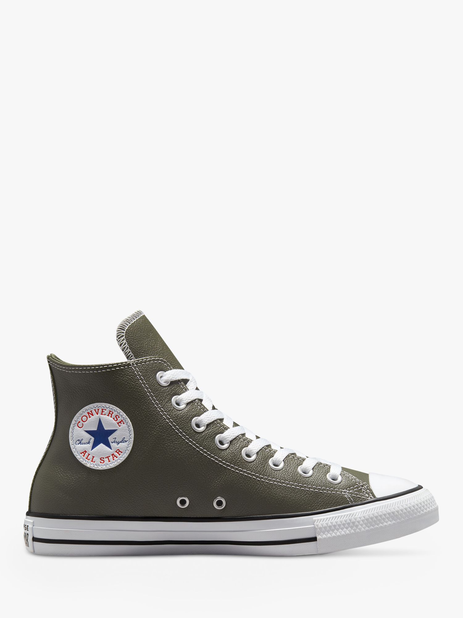 Converse All Star Leather Hi-Top Trainers, Cargo Khaki at John Lewis ...