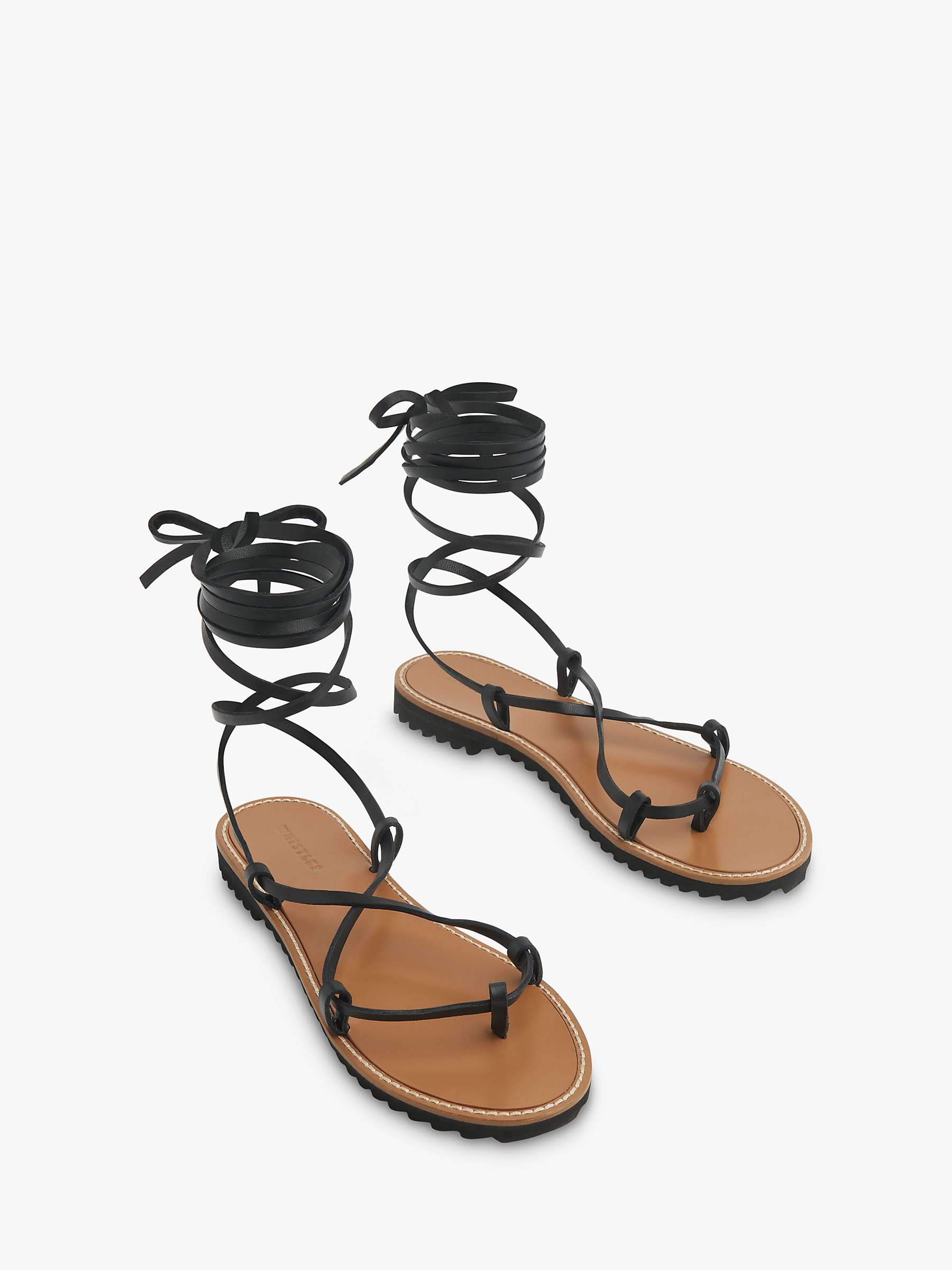 Buy Whistles Willow Leather Strappy Tie Sandals, Black Online at johnlewis.com