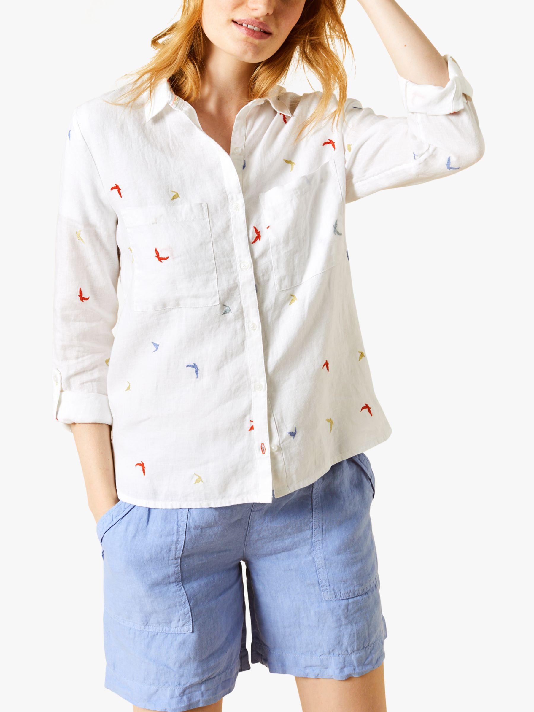 nuez aprobar Decepcionado White Stuff Fly Away Embroidered Linen Shirt, White