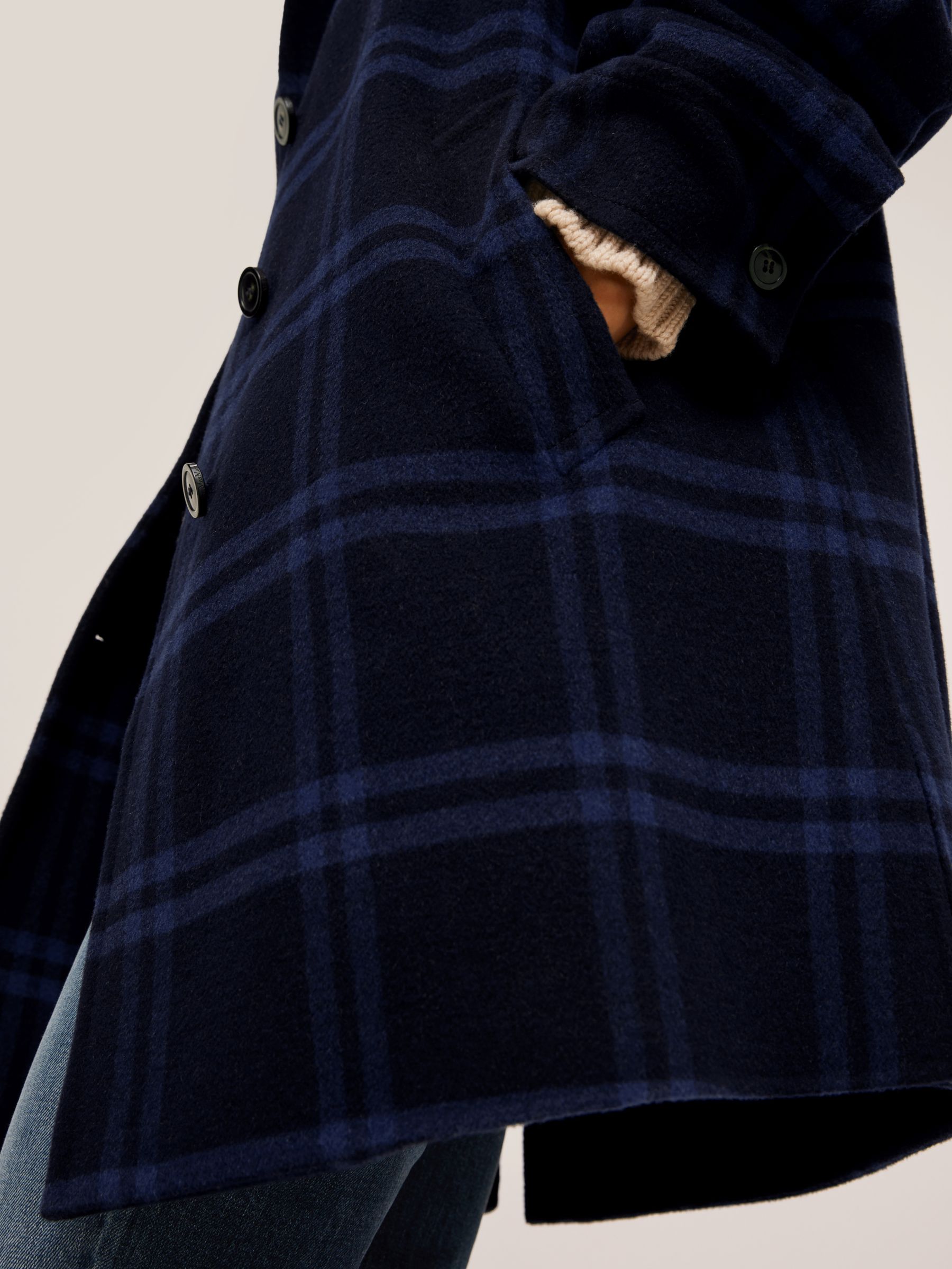 Weekend MaxMara Creta Check Wool Blend Coat, Ultramarine