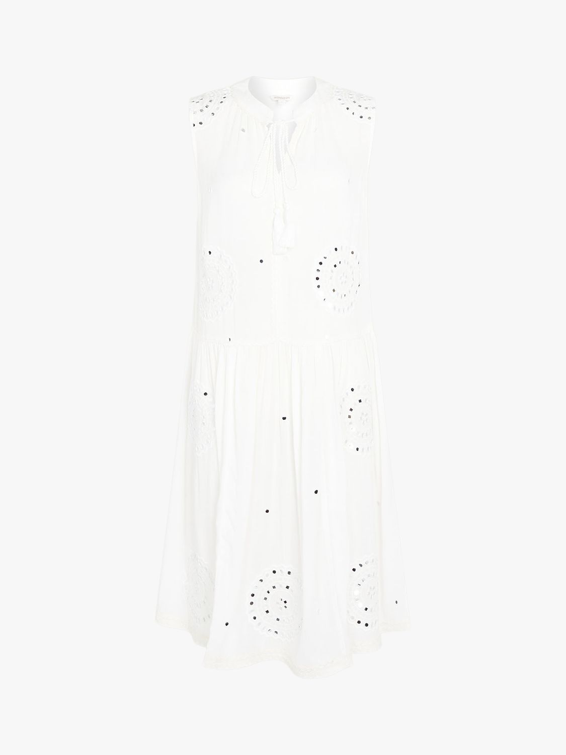 Monsoon Mirror Work Abstract Embellished Mini Dress, White at John ...