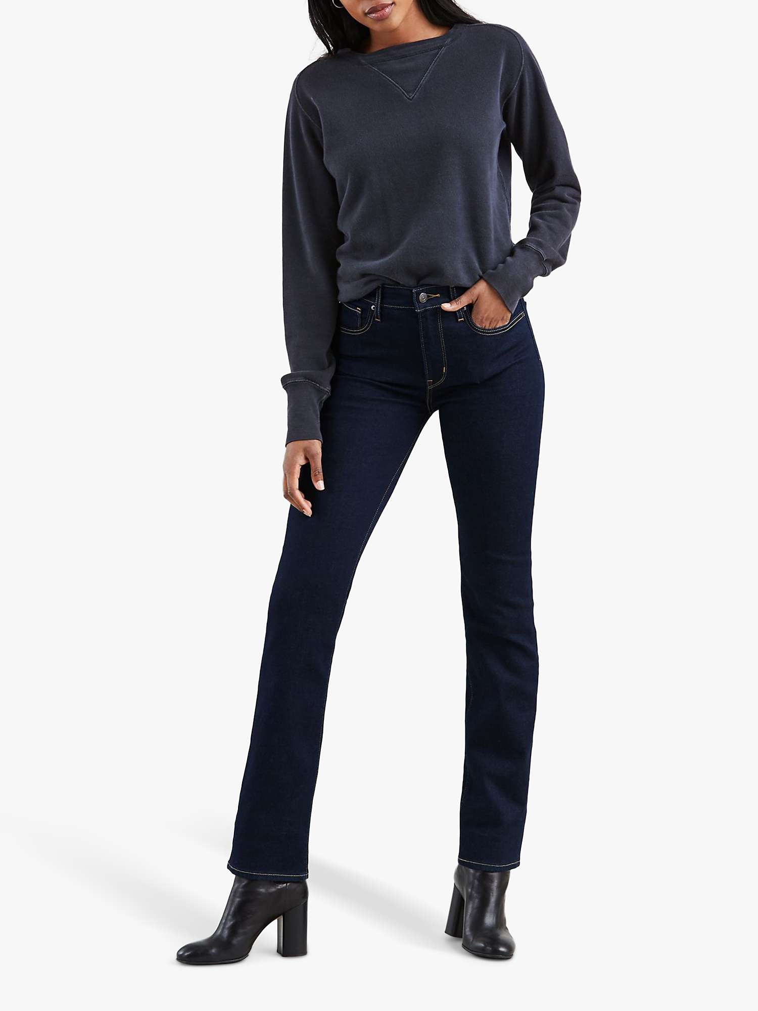 Buy Levi's 724 High Rise Straight Cut Jeans, To The Nine Online at johnlewis.com