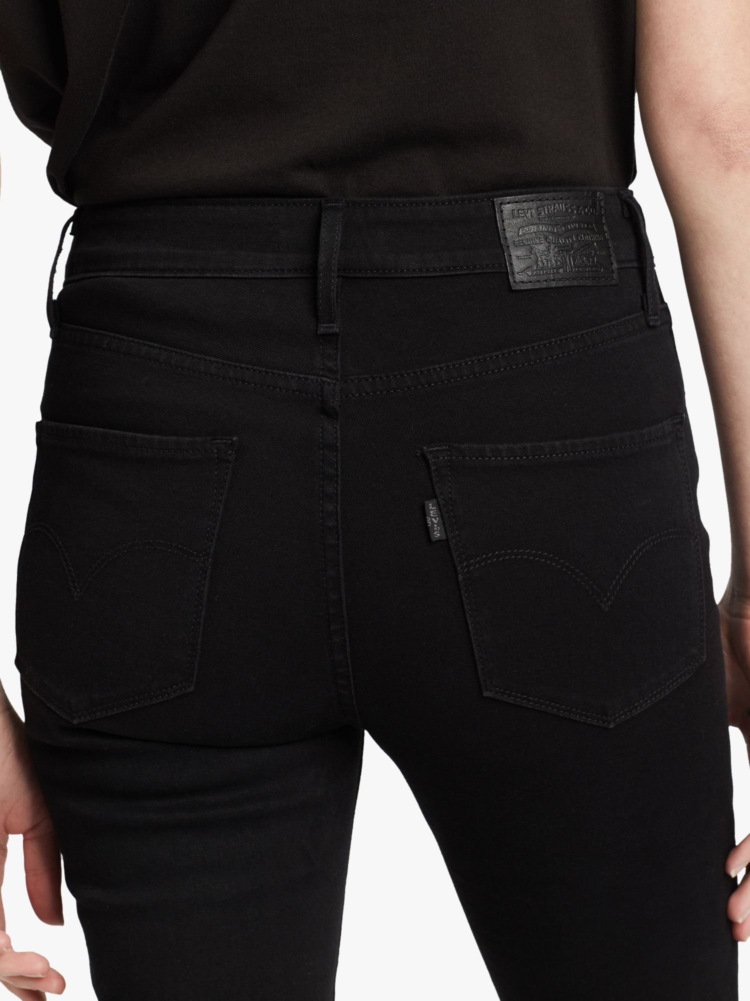 Levi's 721 High Rise Skinny Jeans, Long Shot Black at John Lewis & Partners