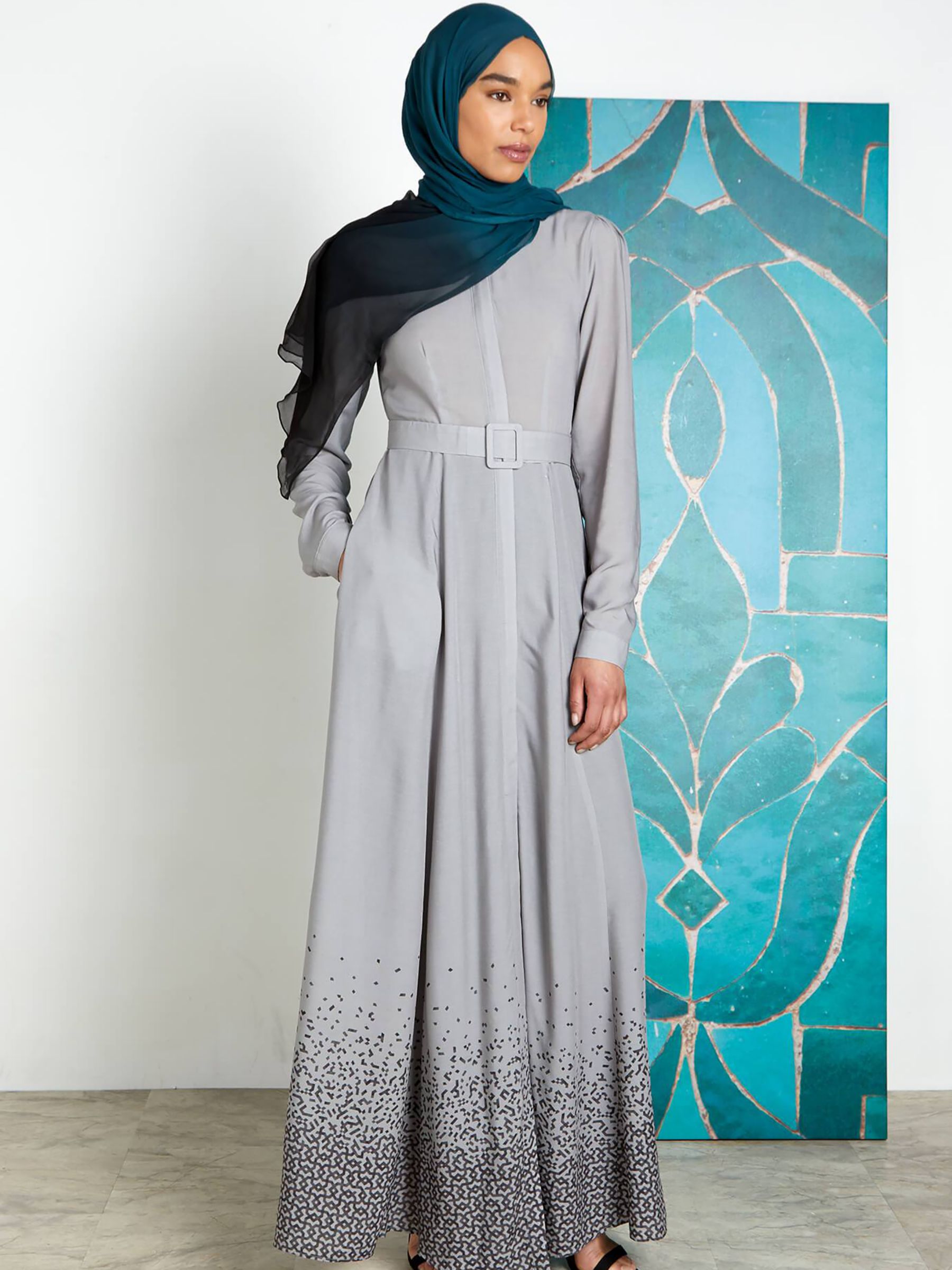 Aab Stone Print Maxi Dress, Mid Grey, S Regular