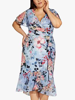 Adrianna Papell Plus Size Ruffle Hem Midi Dress, Blue