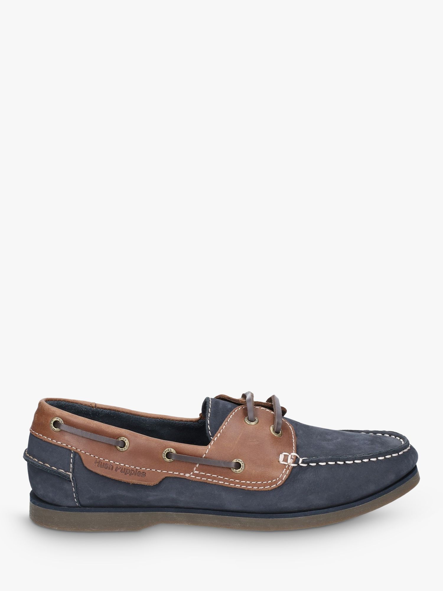 Hush Puppies Henry Leather Boat Shoe, Blue at John Lewis & Partners