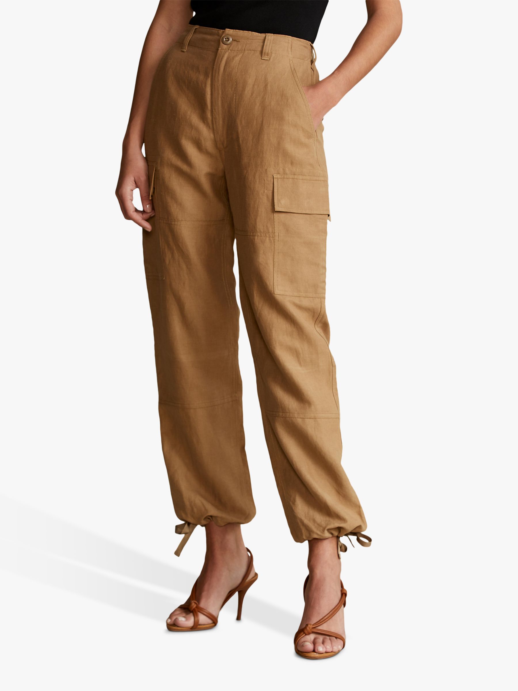 Polo Ralph Lauren Cle Silk Blend Cargo Trousers, Montana Khaki at John ...