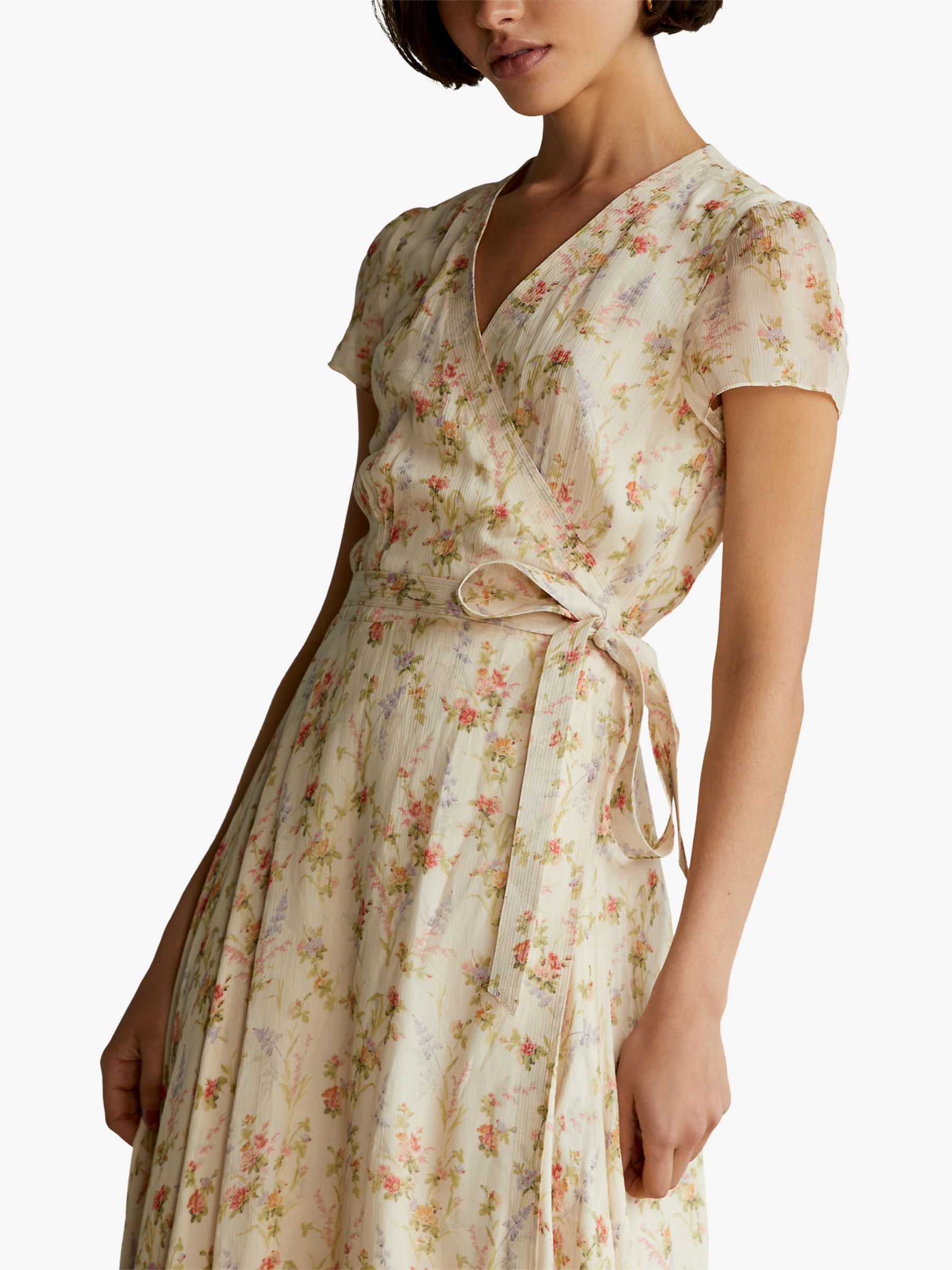 Aprender acerca 72+ imagen polo ralph lauren floral crinkle wrap dress