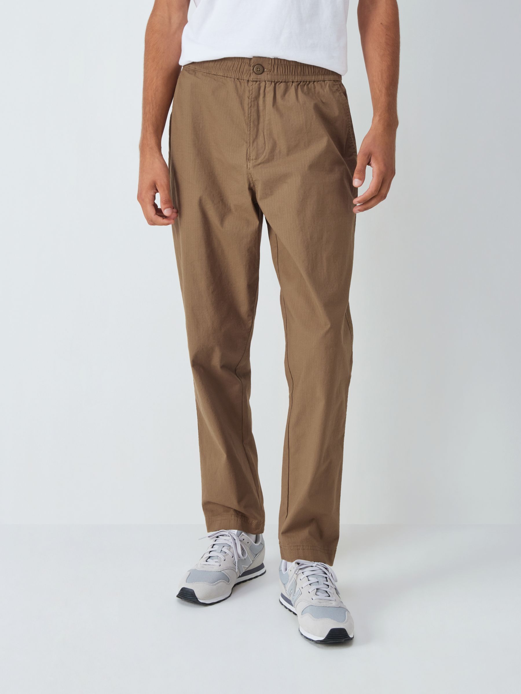 John Lewis ANYDAY Relaxed Fit Ripstop Stretch Cotton Ankle Trousers,  Chestnut at John Lewis & Partners