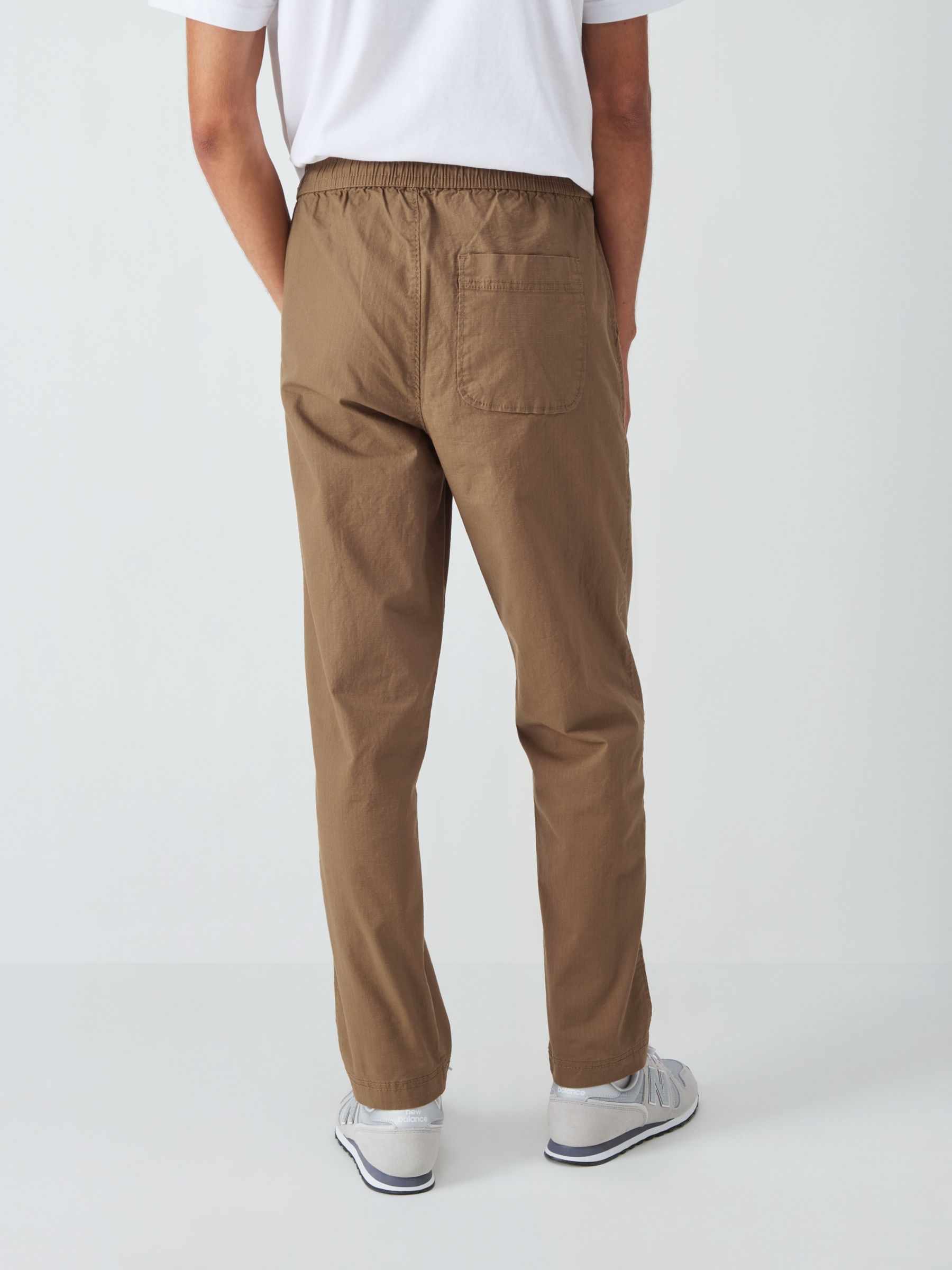 John Lewis ANYDAY Relaxed Fit Ripstop Stretch Cotton Ankle Trousers ...