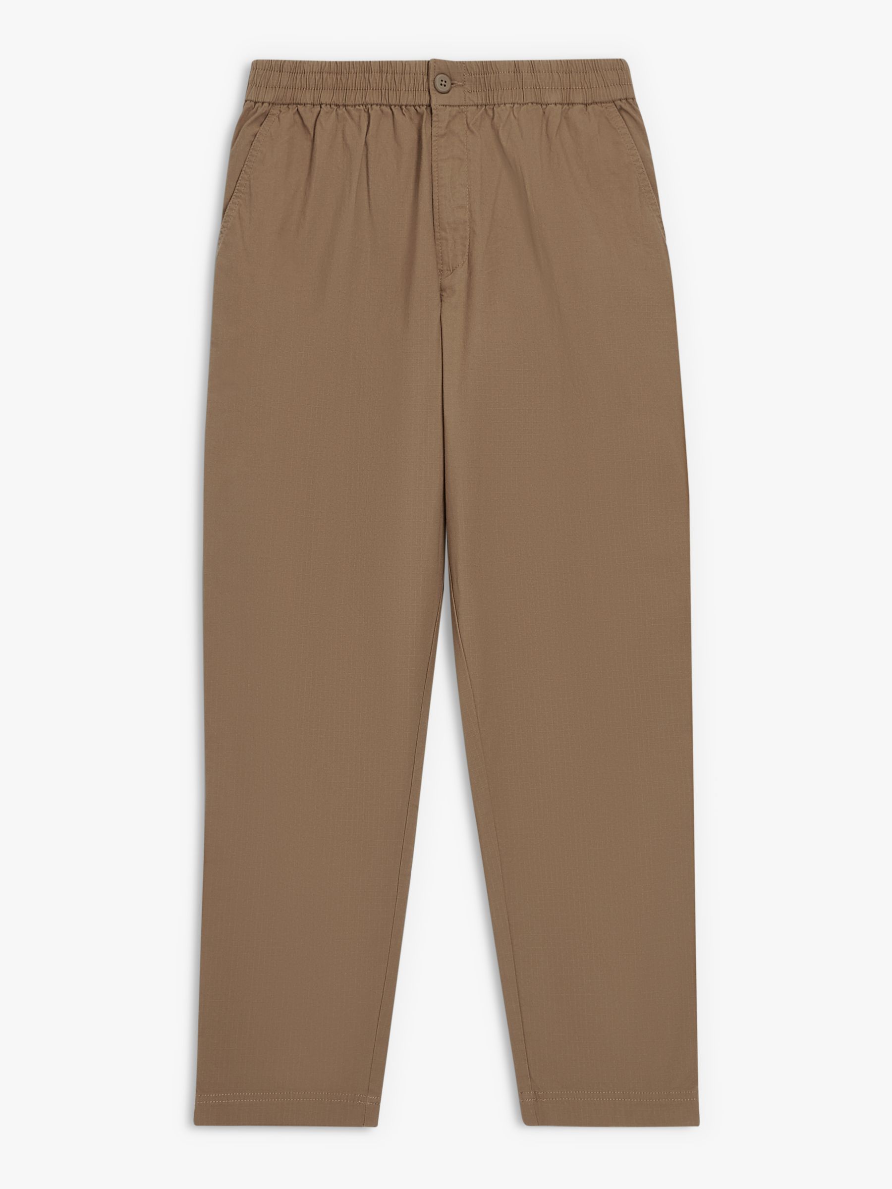 John Lewis ANYDAY Relaxed Fit Ripstop Stretch Cotton Ankle Trousers, Chestnut, S
