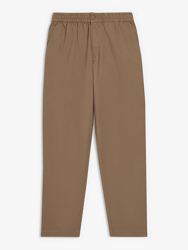 John Lewis ANYDAY Relaxed Fit Ripstop Stretch Cotton Ankle Trousers, Chestnut