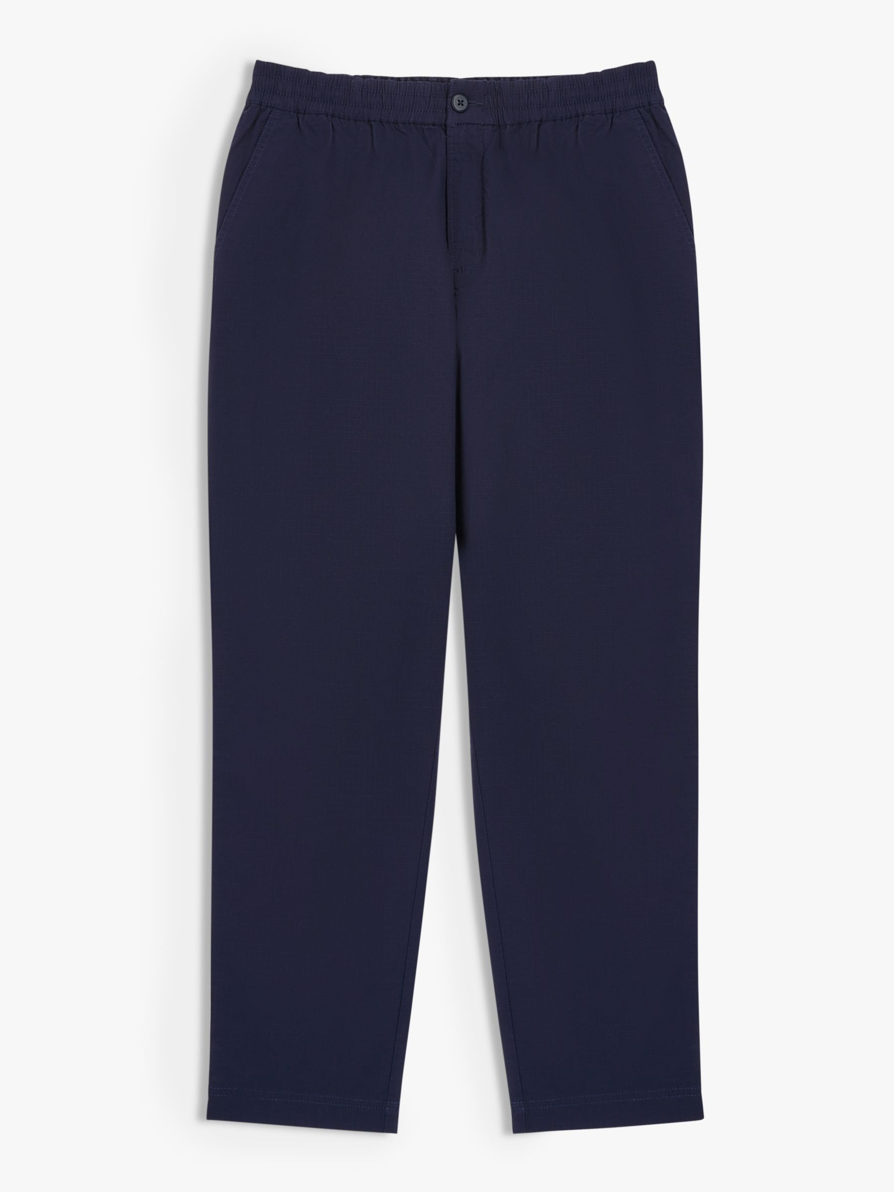 John Lewis ANYDAY Relaxed Fit Ripstop Stretch Cotton Ankle Trousers, Navy, S