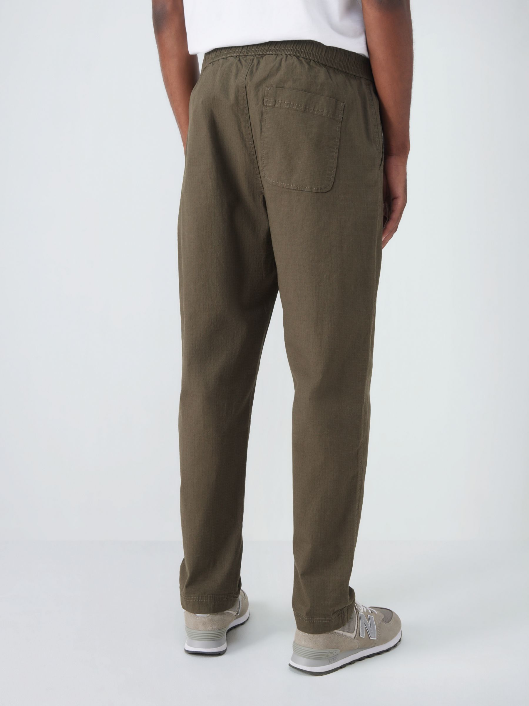 John Lewis ANYDAY Relaxed Fit Ripstop Stretch Cotton Ankle Trousers, Khaki, S