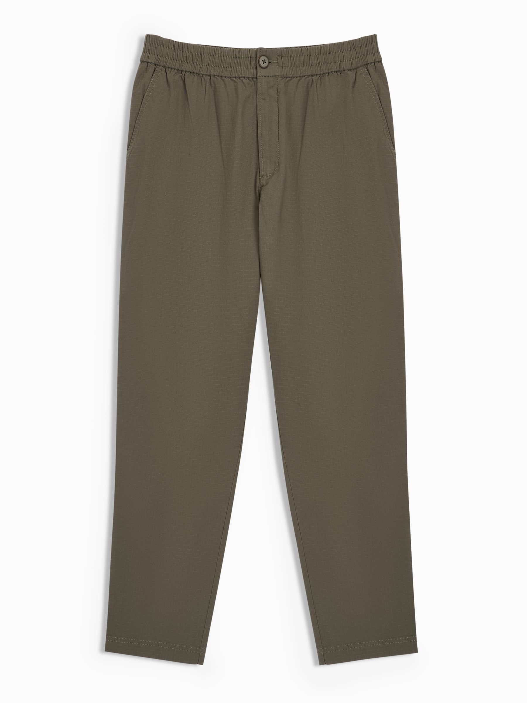 John Lewis ANYDAY Relaxed Fit Ripstop Stretch Cotton Ankle Trousers, Khaki