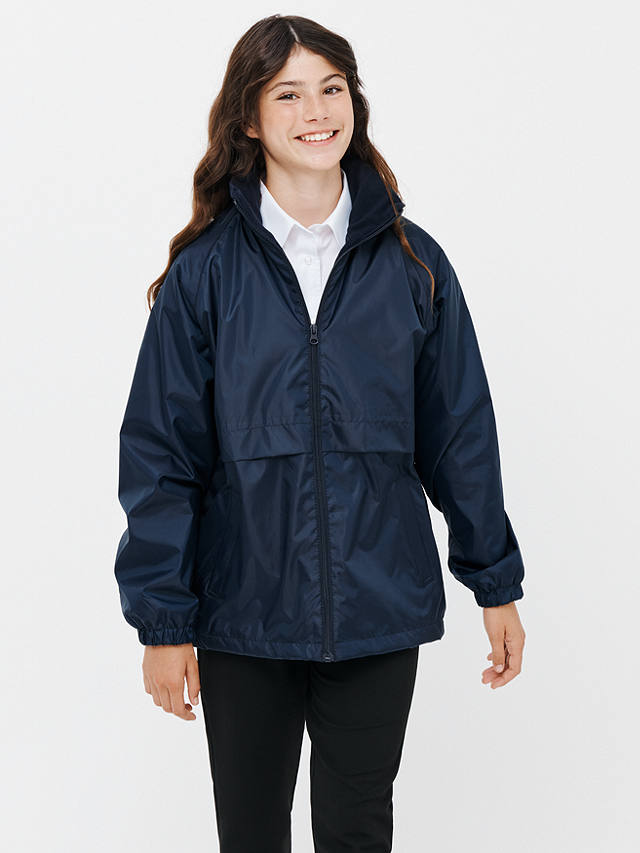 School Microfleece Lined Windproof Waterproof Jacket, Navy