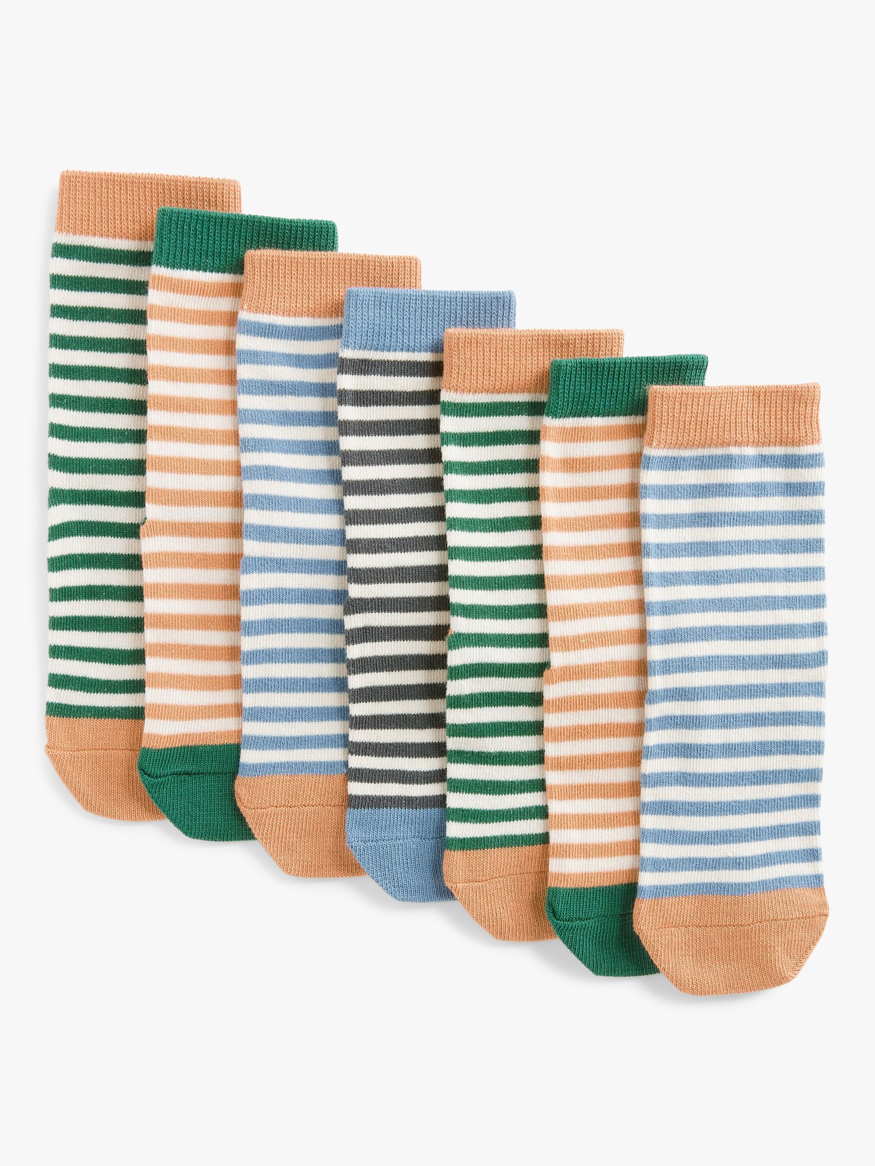John Lewis ANYDAY Kids' Narrow Stripe Socks, Pack of 7, Multi